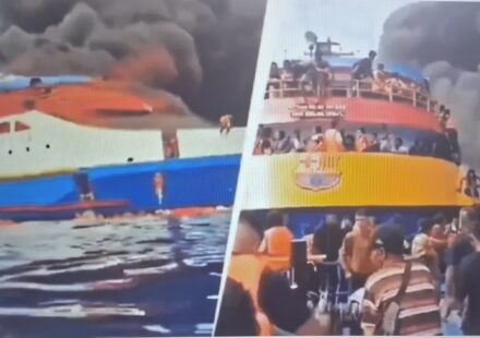 Fierce fire breaks out on a ferry near Indonesia's Madura island, 5 dead, 41 missing